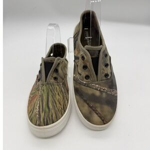 Oomphies Slip On Sneakers Kids 2Y Green Camo RealTree Mossy Oak Canvas Casual
